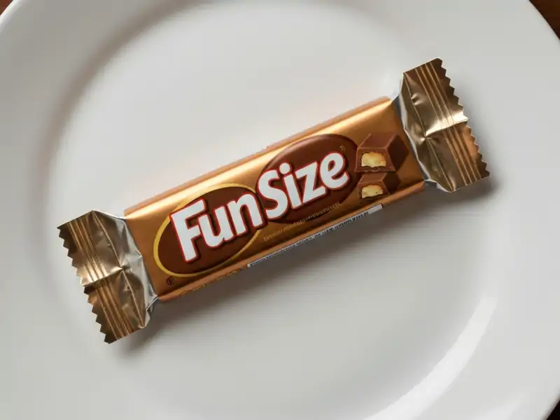 A single fun size chocolate bar
