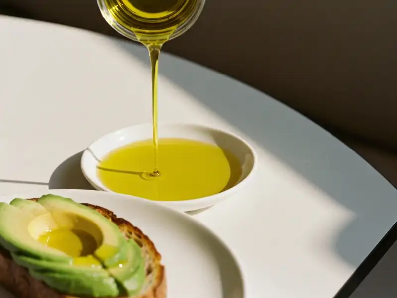 A single slice of avocado toast on a white plate