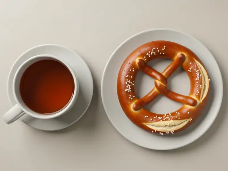 A large soft pretzel with coarse salt