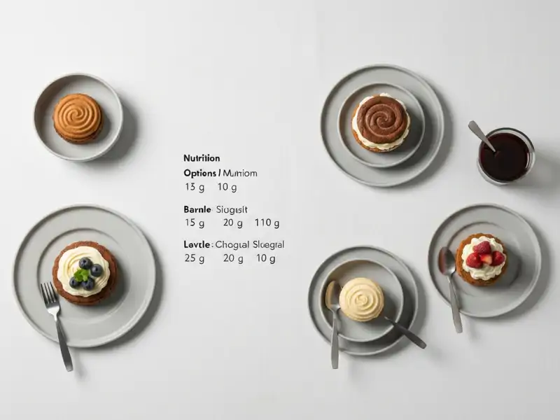A visually appealing table comparing different dessert options with nutrition labels